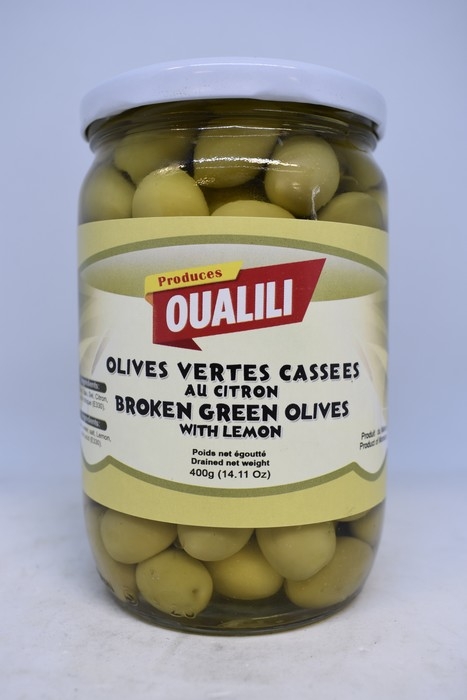 Oualili - Olives vertes Cassees au Citron - 400g